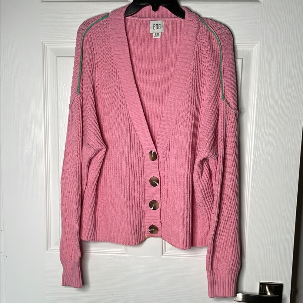 BDG Button down pastel pink cardigan urban outfitters